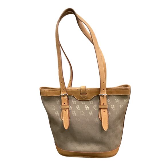 Vintage Dooney &Bourke Purse Cabriolet Monogram Shoulder Bag Two Straps Brown - Picture 6 of 14